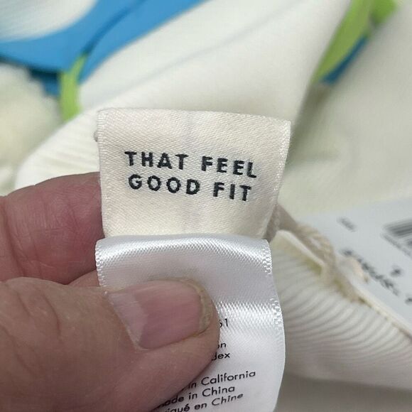 L Space Cream Blue Green Baewatch Colorblock Ribbed One Piece Swimsuit Large NWT - Picture 7 of 11